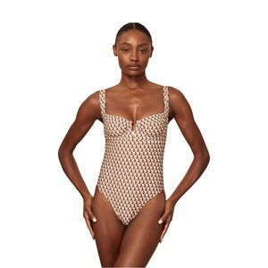 Monday Swimwear Beige & Brown Geometric One-Piece and ST. TROPEZ SARONG